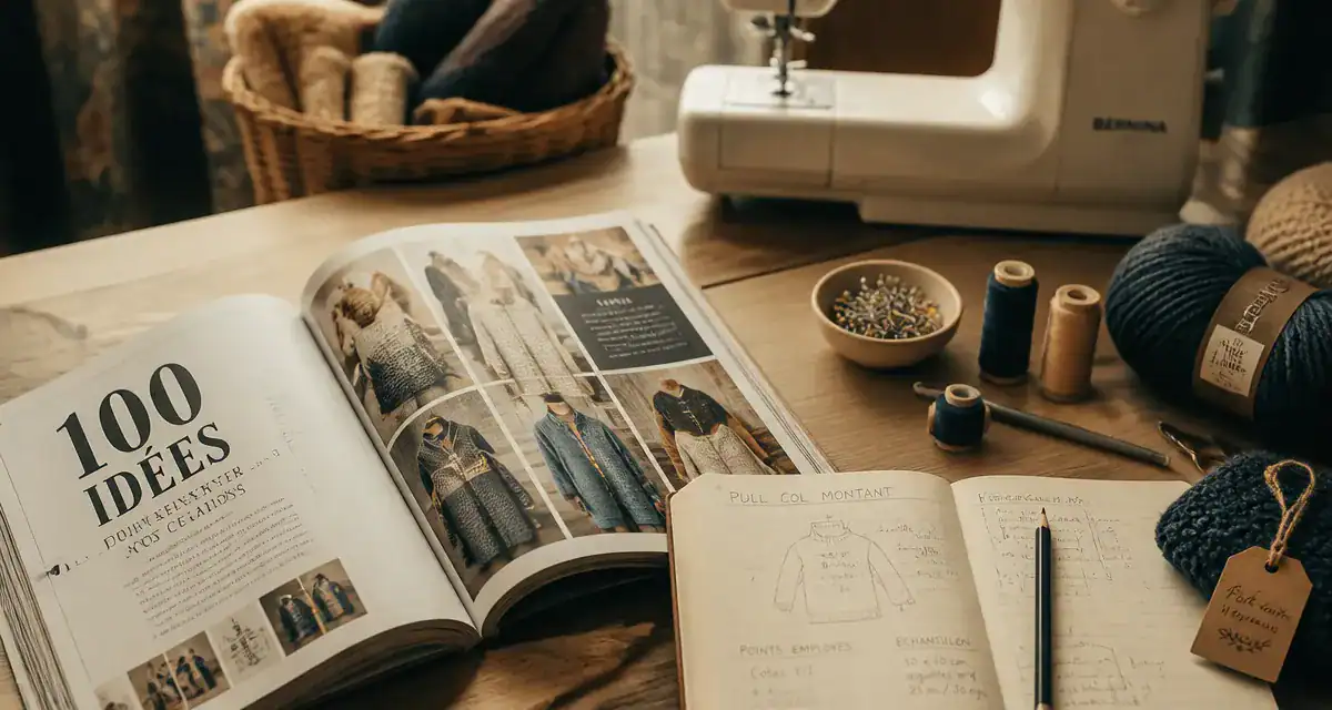 100 idées magazine, magazine DIY sur table en bois, couture et laine
