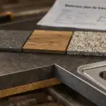 Bricorama plan de travail : chants et matériaux posés près d’un évier