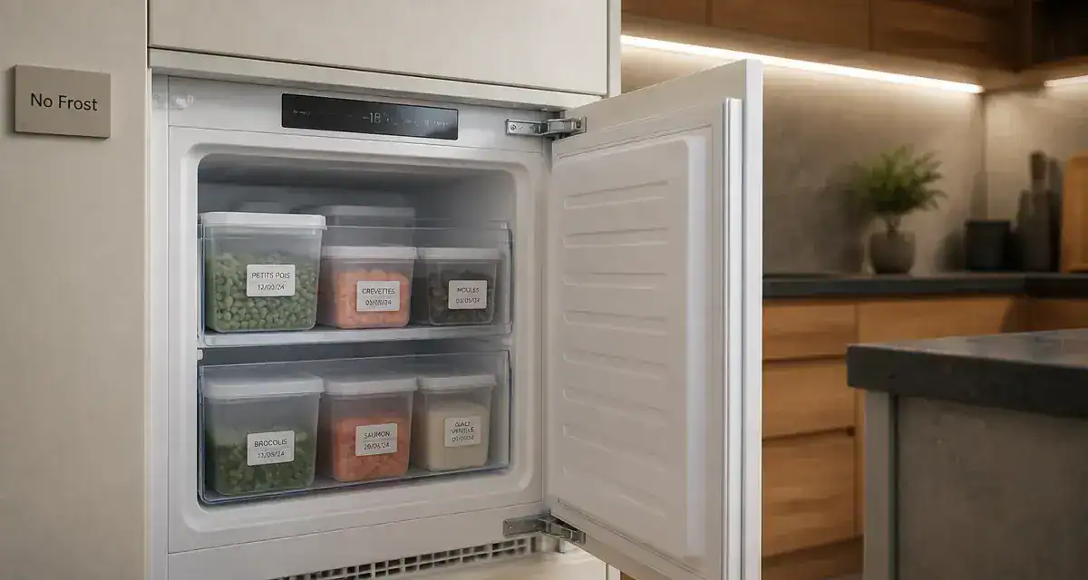 Comparatif congélateur armoire No Frost, vue intérieure cuisine