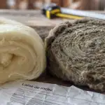 Différence entre laine de verre et laine de roche : rouleaux d’isolants minéraux côte à côte