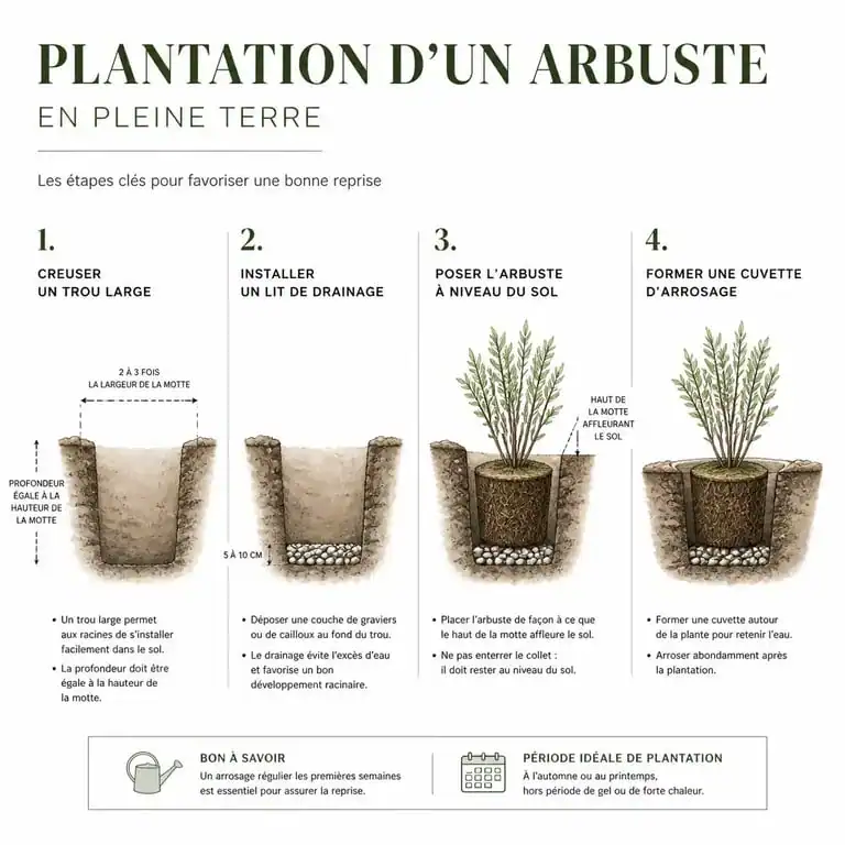 Étapes de plantation d'un hibiscus en pleine terre