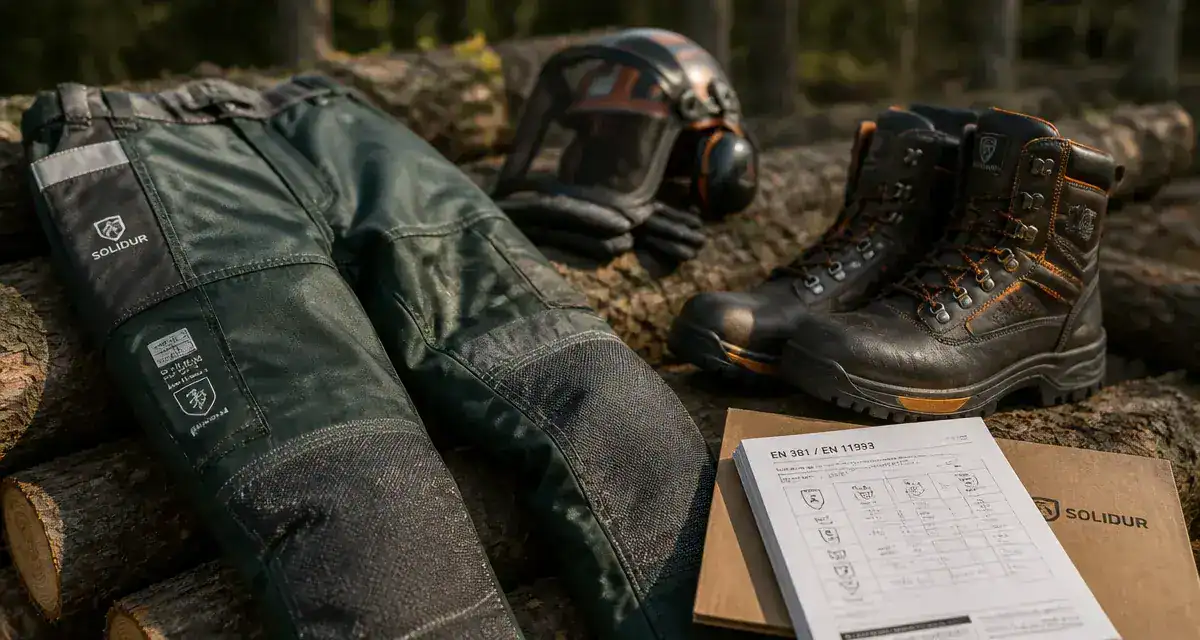 EPI tronçonneuse : pantalon anti-coupure, bottes sécurité, casque et gants