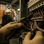 Formation rapide electricien : gants et outils sur tableau électrique