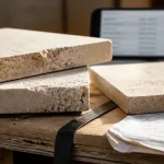 Ligerio avis : travertin fendu et emballage livraison