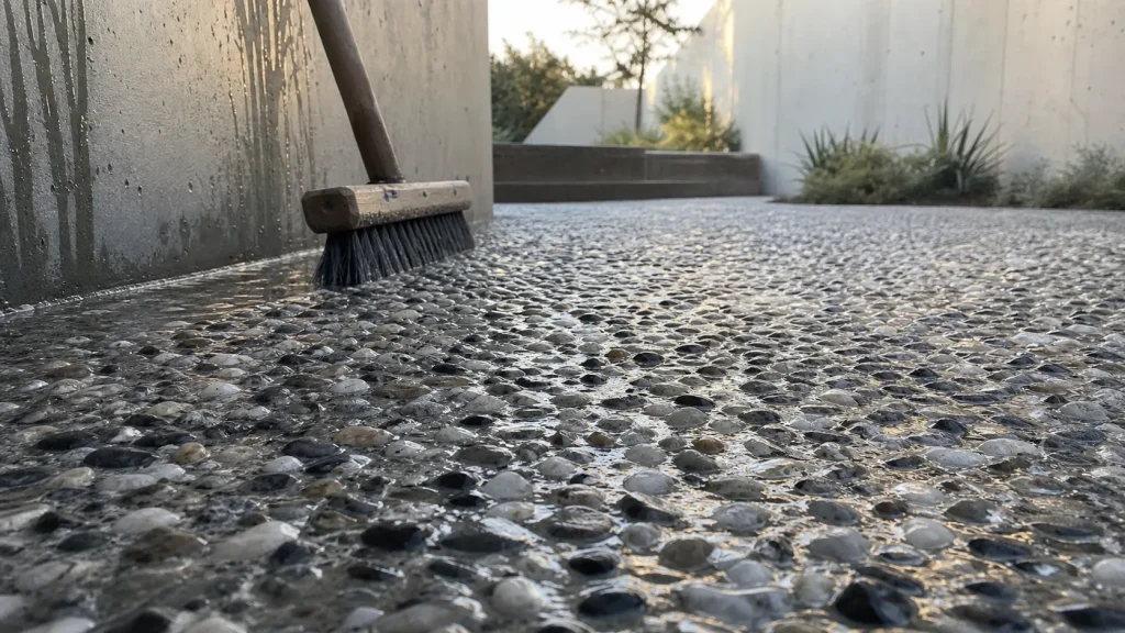 béton lavé antidérapant pour extérieur durable