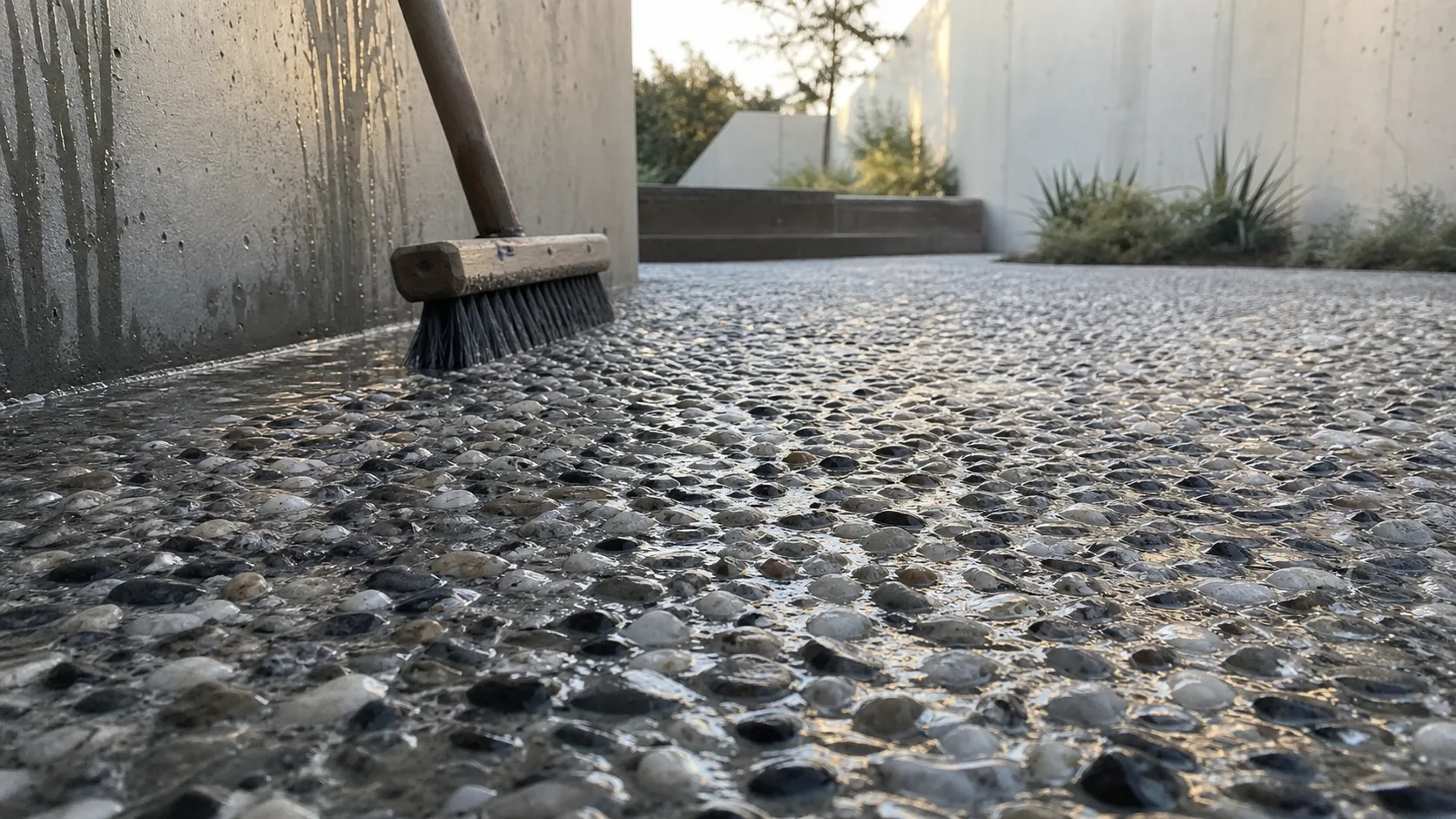 béton lavé antidérapant pour extérieur durable