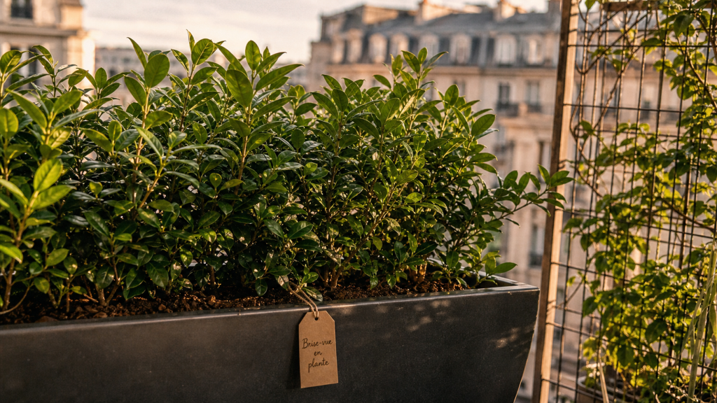 Brise vue plante : bac de plantes persistantes en balcon