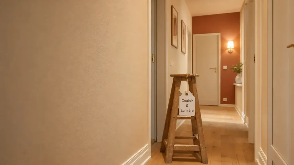 Couleur peinture pour couloir beige sable et terracotta, lumière chaude
