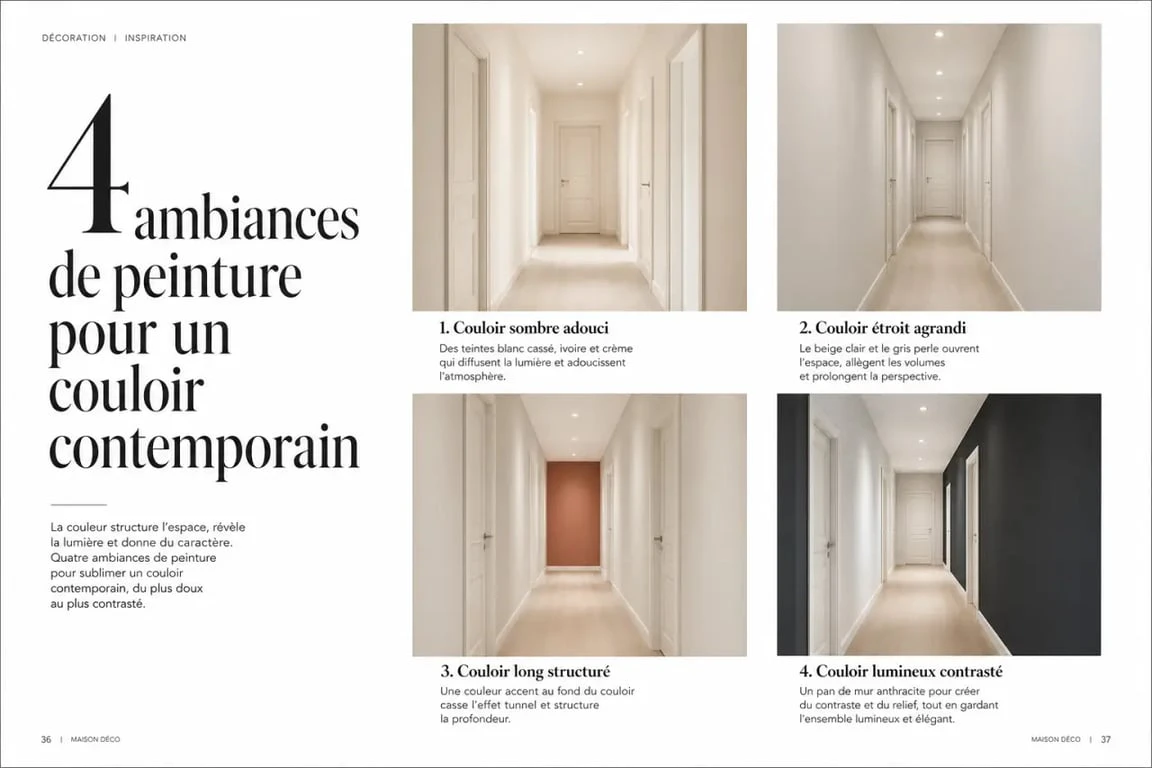 Couleur peinture pour couloir : inspirations de teintes pour couloir sombre, étroit, long ou lumineux