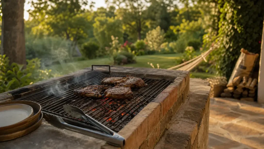 Faire un barbecue maison en briques réfractaires, braises et fumée