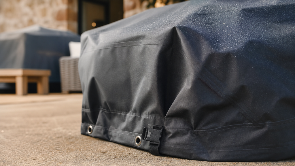 Housse pour mobilier de jardin en toile Oxford avec œillets et sangles