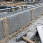 Monter un mur en parpaing : première rangée sur semelle béton