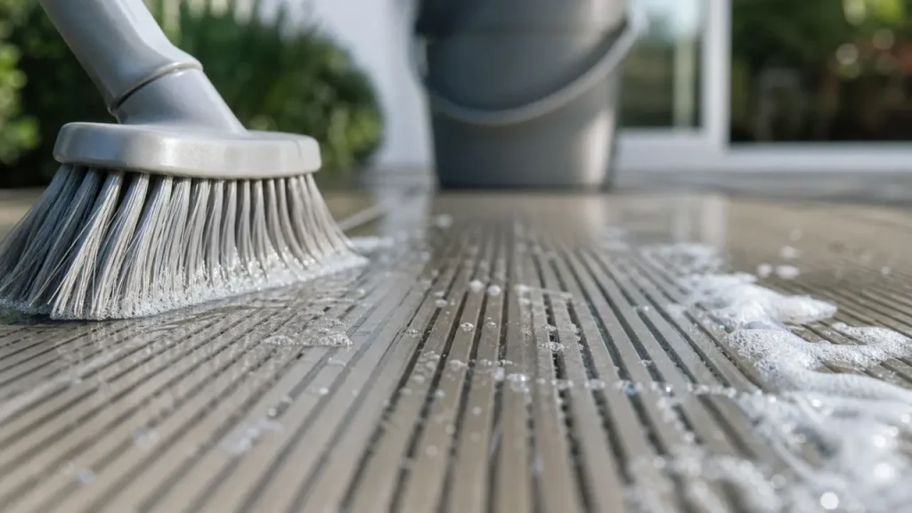 Nettoyer terrasse en composite avec une brosse douce