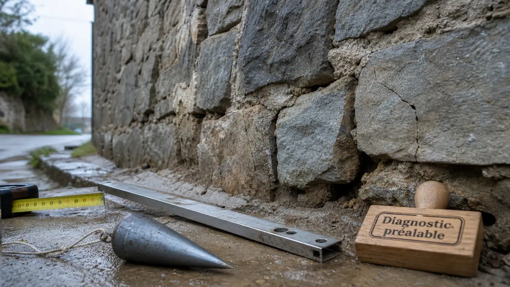 Renforcer un mur en pierre qui penche : diagnostic, drainage et fil à plomb