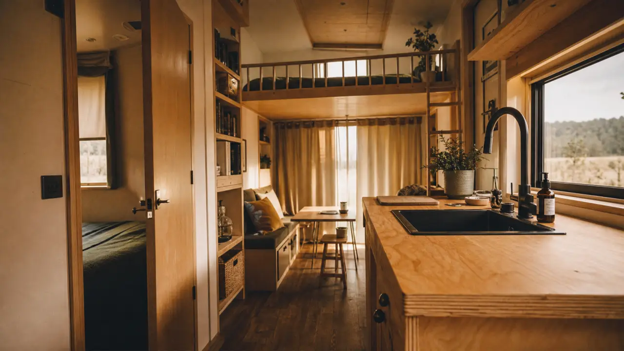 Tiny house 2 chambres intérieur sur roues, 20 m²
