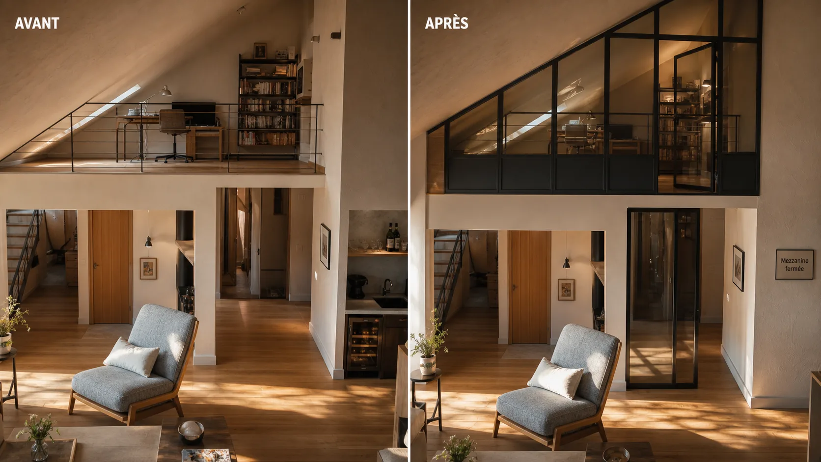 Verrière mezzanine fermée pour fermer sans perdre la lumière