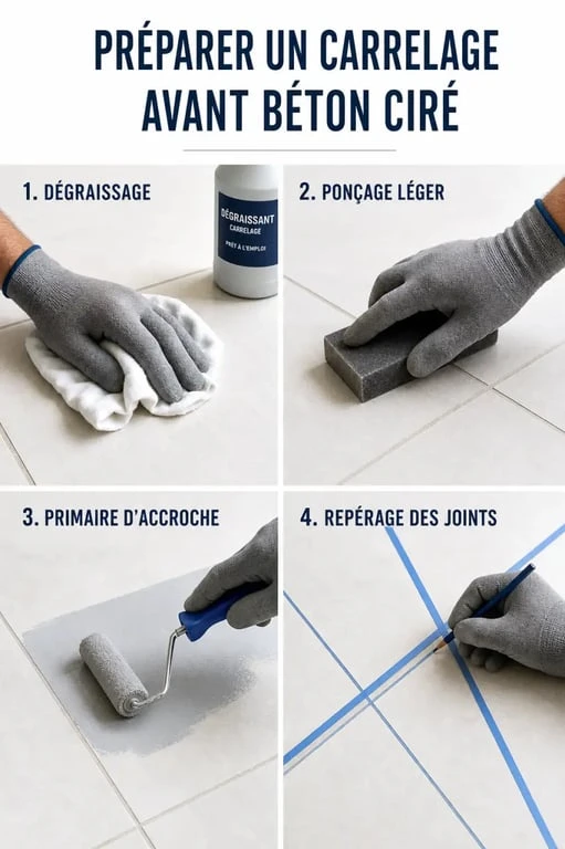 Comment faire béton ciré : préparation d’un carrelage avant pose