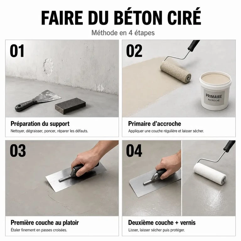 Comment faire béton ciré : étapes de préparation, application et finition sur un chantier intérieur