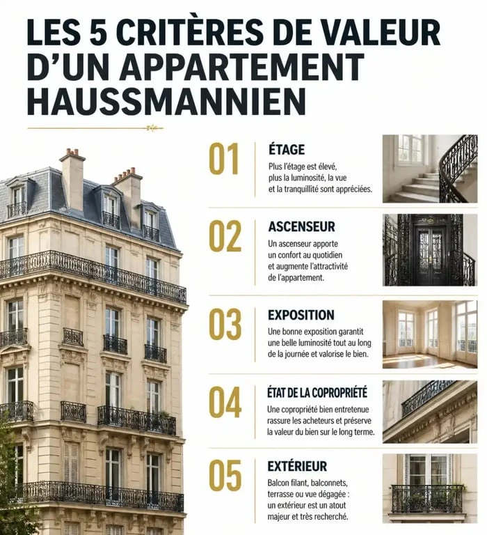 Critères de valeur pour acheter un appartement haussmannien à Paris