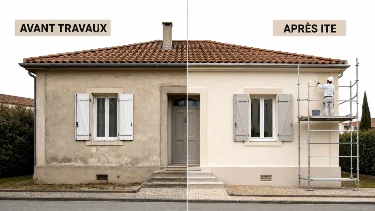 Isolation thermique extérieure Saint-Jory : avant et après rénovation de façade d'une maison individuelle
