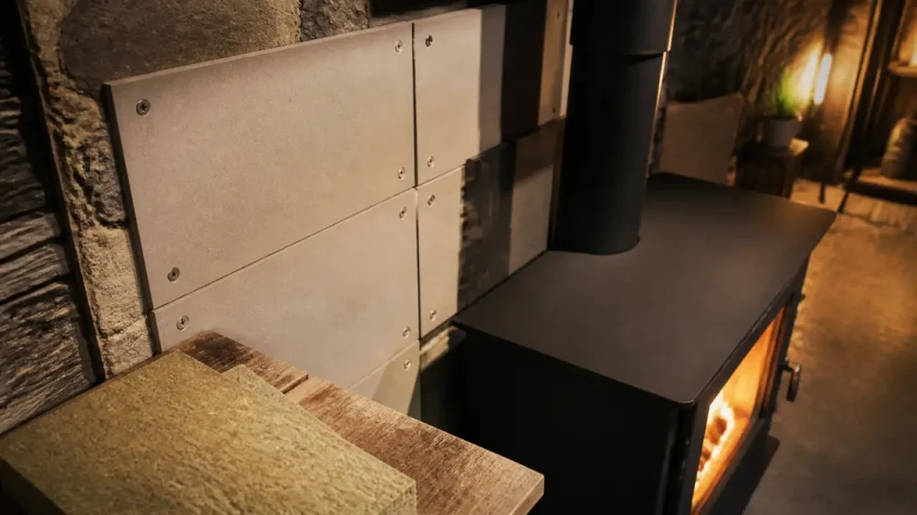 Que mettre derrière un poêle à bois ? 37,5 cm, M0 et matériaux à privilégier