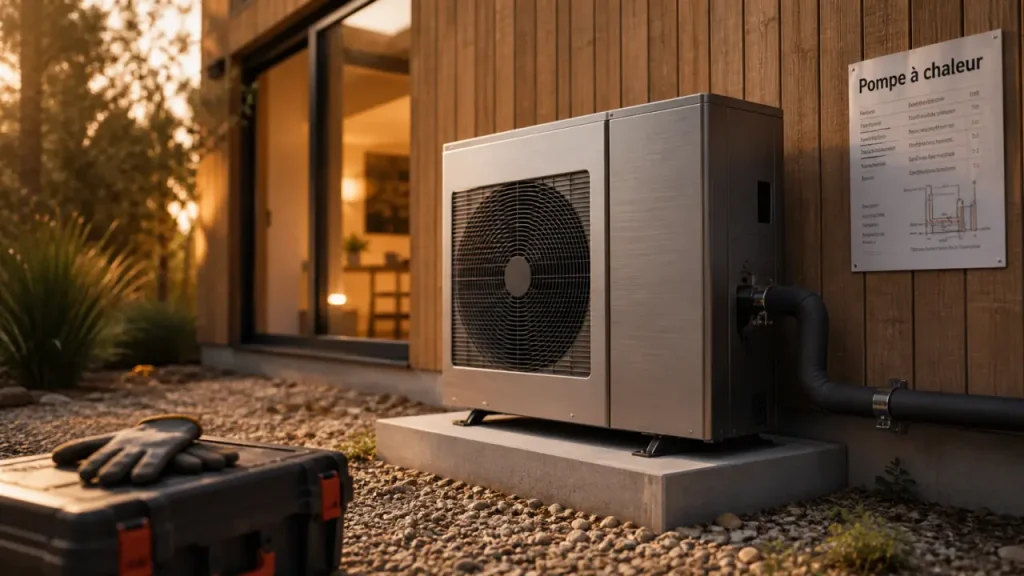 Pompe à chaleur air/eau monobloc : 4 éléments regroupés dehors, moins de complexité dedans