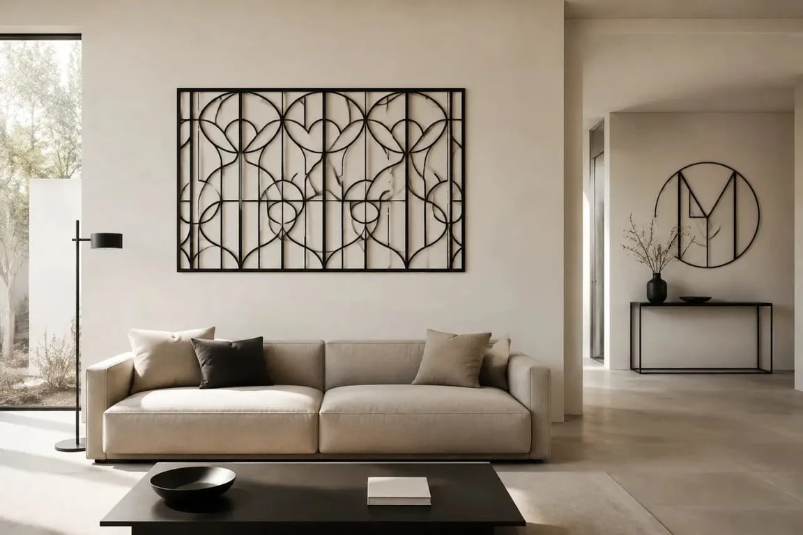 Décoration fer forgé intérieur dans un salon et une entrée modernes