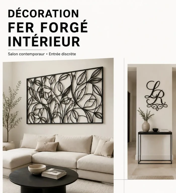 Décoration fer forgé intérieur dans un salon et une entrée modernes