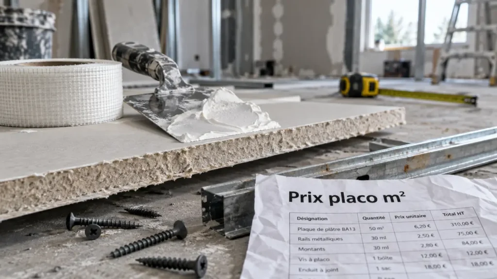 Prix de pose du placo au m² : 20 à 40 € avec fournitures, selon le chantier