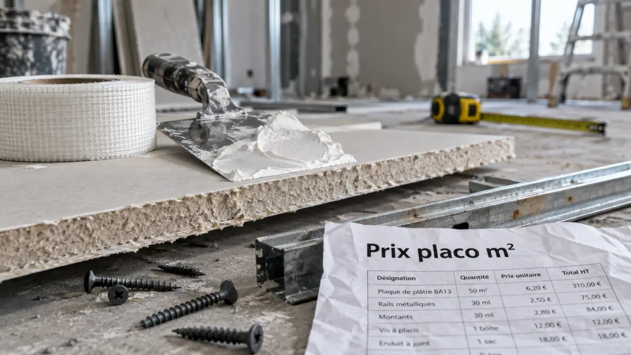 Prix pose placo m2 : placo en chantier et coût au m²