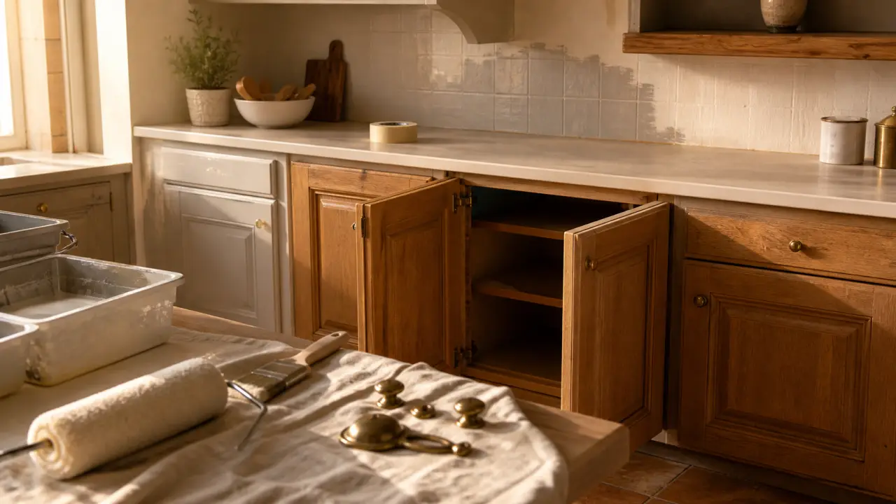 Renover une cuisine en bois : peinture, crédence et finitions, plan de travail neuf