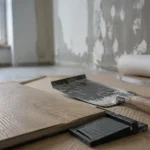 Travaux revêtement : sol vinyle, ragréage et truelle sur chantier