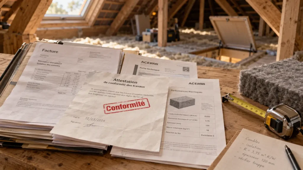 Certificat de conformité pour l’isolation des combles : les preuves à réunir pour éviter un refus d’aide