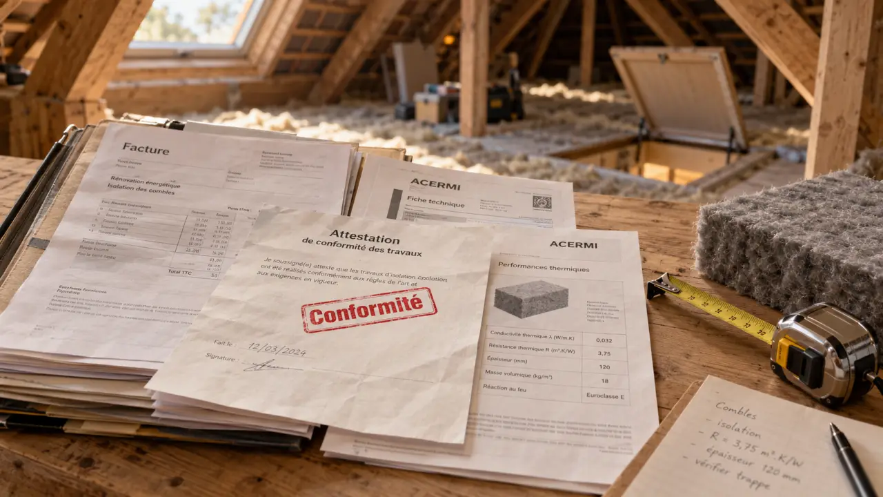 Certificat de conformité isolation combles et documents