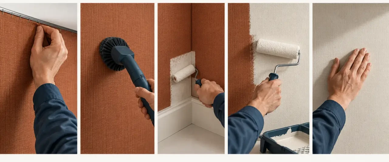 Étapes pour peindre un tissu mural tendu avec essai préalable et application en couches fines