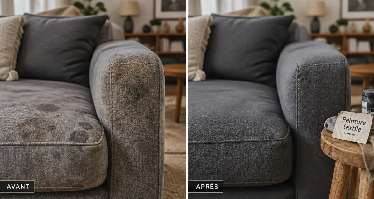 Peinture tissu canapé : rendu sans auréoles, tissu uniformisé