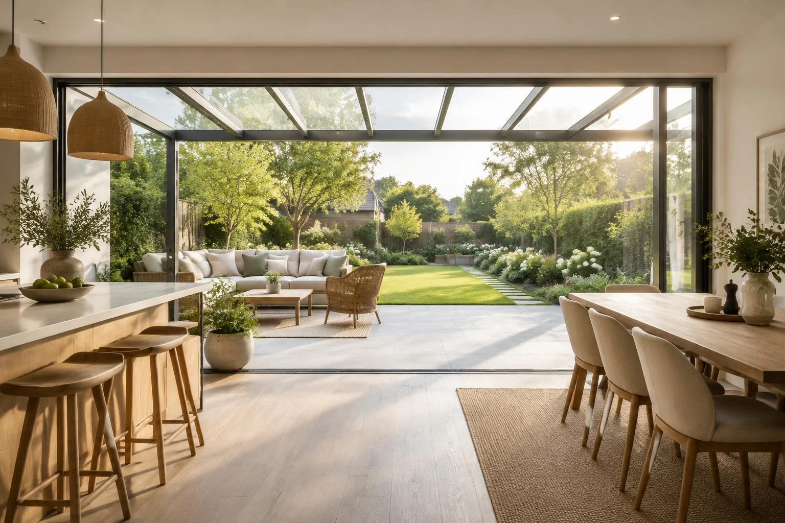 Prolonger sa maison vers le jardin : pergola, véranda