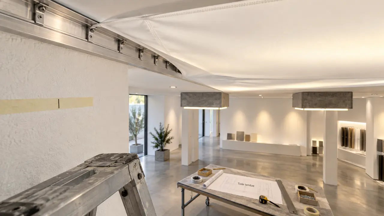 Tissu pour plafond tendu en pose à froid, sur-mesure